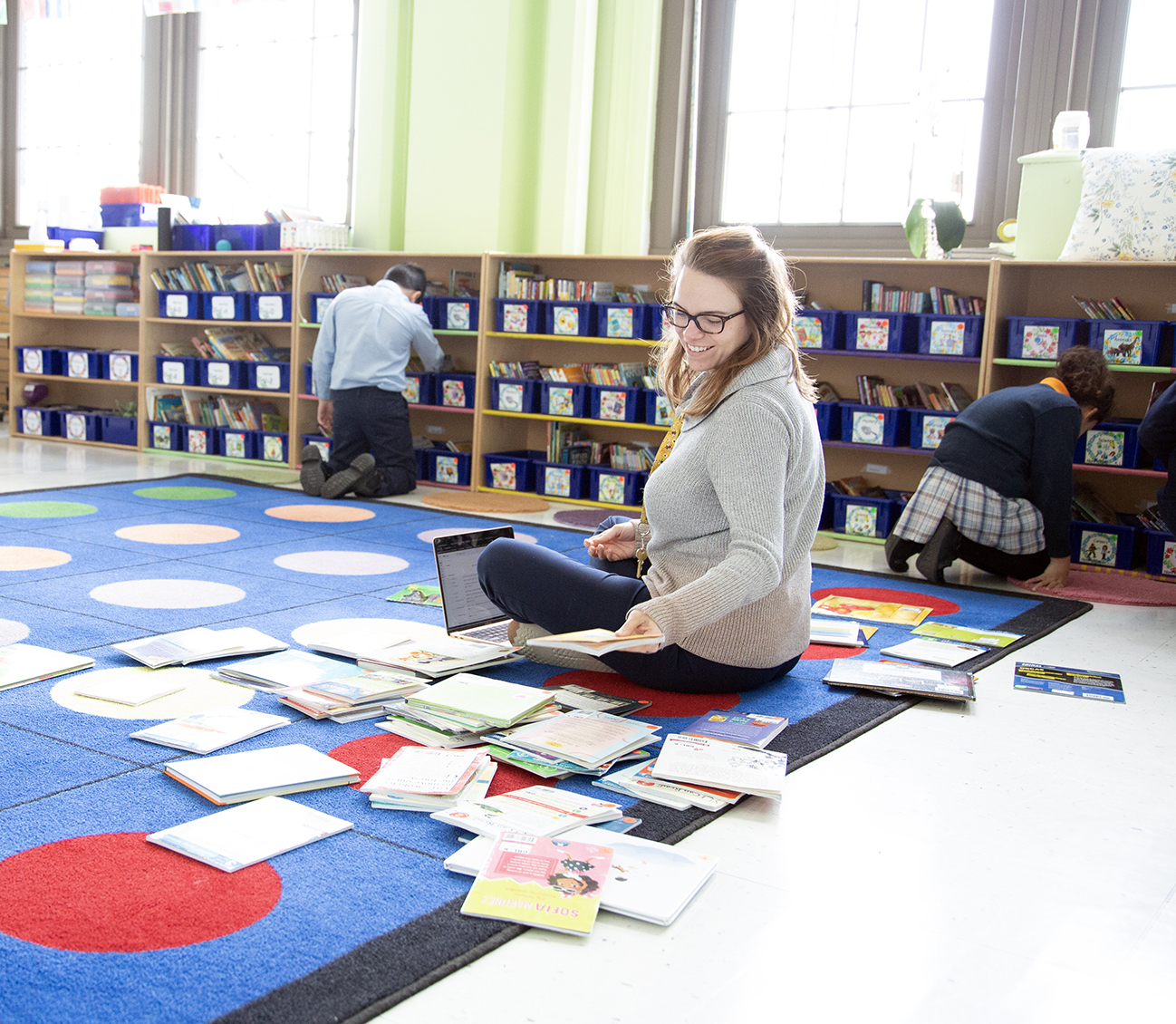 one day each week second graders return books to the class library Ms Pregony accepts and starts to sort
