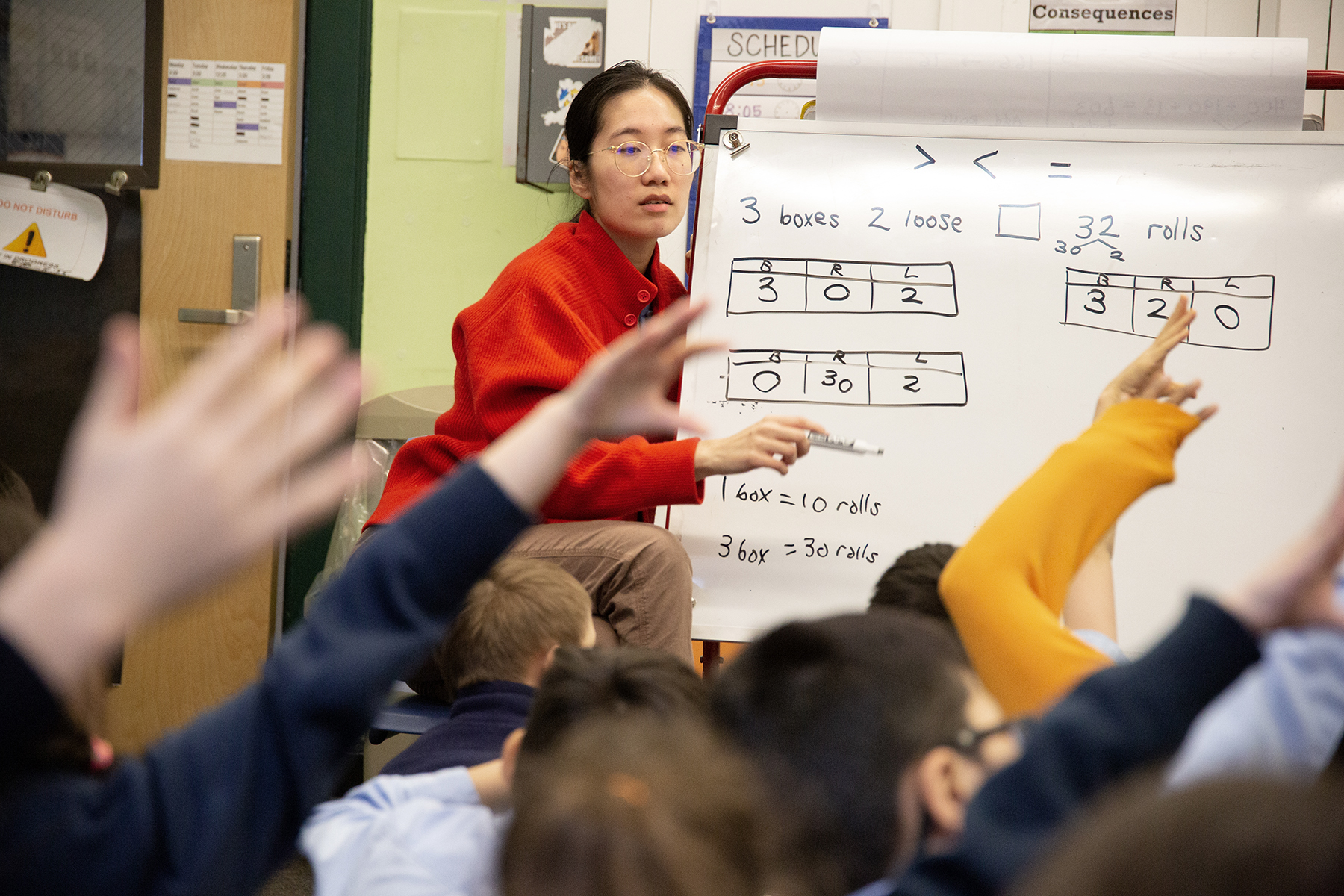 so many hands raised for Ms Wang